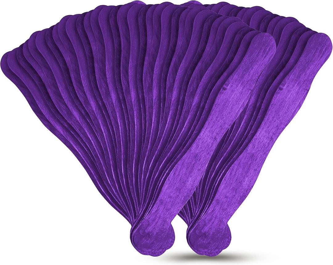 Manaloom Pack of 500 Curved Craft Sticks - 8" Birchwood Popsicle Sticks for Crafts, Jumbo Craft Sticks for Fan Handles, Wedding Programs, DIY Crafting Supplies, (Purple)