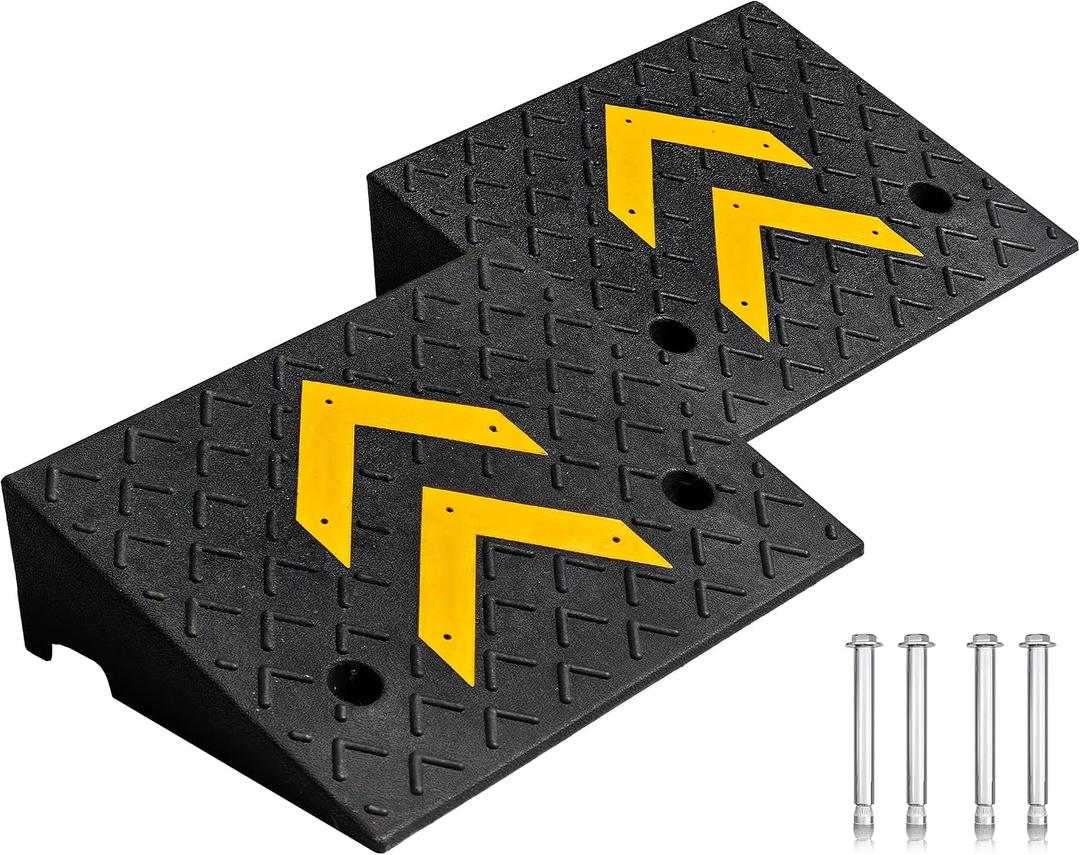 5" Rise Height 2 Pack Rubber Curb Ramp, 17.13" L x 13" W Driveway Curb Ramps for Sidewalks, Heavy-Duty 11000 lbs/5 T Capacity Threshold Ramps with Deepened Anti-Slip Texture for Cars