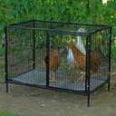 Metal Small Chicken Cage for 4-6 Chickens with Floor, Portable Rabbit Hutch with Top & Side Opening Doors and Quickly Lock for Poultry Hen Goose Duck, 33.5"x23.6"x27.5"