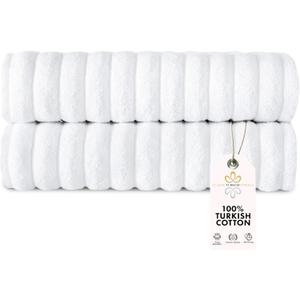 Classic Turkish Towels CTT Premium 2 Pack Bath Towels Set, Made with 100% Turkish Cotton, Spa & Hotel, Quick Drying Towels, Absorbent & Comfy | 27"x54" (White)
