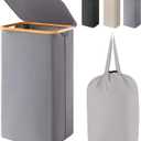 Lifewit 100L Laundry Basket with Lid, Clothes Hampers for Laundry with Bamboo Handles and A Removable Bag, Large Foldable Laundry Hamper for Bedroom, Bathroom, Dorm, Laundry Room, Gray