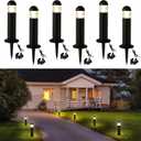 6 Pack Low Voltage Landscape Pathway Lights, 12V LED Bollard Light IP67 Waterproof, Outdoor Driveway Walkway Wired Lights (Included Connector) - Yard Garden Lawn, 2700K Warm White (Classic Black)