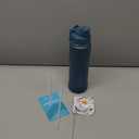 [2-IN-1 LID] Insulated Water Bottle with Silicone Boot (36hrs Cold/18hrs Hot) - DIY Stickers, Leakproof, BPA Free, 24 oz (Cyan)