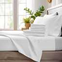 Bamboo Bay 6 Piece King Size Sheet Set, 100% Viscose Made from Bamboo, Breathable, Ultra Soft Cooling Bed Sheet for Hot Sleepers, Beddings with Deep Pockets Fit 16" Mattress, White