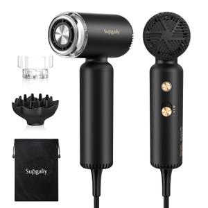 Dual Voltage Hair Dryer, High-Speed Ionic Blow Dryer for Fast Drying, Travel Compact Hair Blow Dryer with Magnetic Curly Diffuser for Home, Portable Hairdryer International 110-240V
