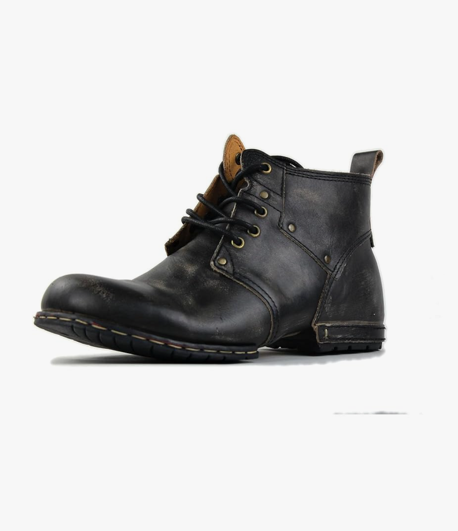 OSSTONE Moto Boots for Men Fashion lace-up Leather Chukka Boots Casual Shoes OS-6015-2-retro-brown-US-R