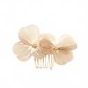 Gold Flower Hair Side Comb with Pearls Handmade Metal Clover Hair Clips for Women Vintage Bridal Wedding Barretes for Brides Prom Birthday