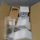 TUZAZO 20 Oz Glass Tumblers with Lids and Straws - 4 Pack Ribbed Glass Iced Coffee Cup with Straw and Lid, Thicken Glasses, Ideal for Smoothieds, Cocktails, and Juices