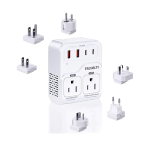 2000W Voltage Converter US to Europe for Hair Dryers, 7-in-1 220V to 110V Converter for European Travel with 3 AC/2 USBA/2 USBC Ports (PD20W), Universal Travel Adapter (White)