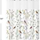 No Hook Sage Green Cute Floral Shower Curtain and Liner Set, Modern Fabric Shower Curtain with Snap in Liner, Watercolor Birds, Butterflies, Snails & Flower Design, 72 x 74