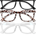 Gaoye Stylish Blue Light Glasses for Woman - Computer Glasses 99% Blue Light Blocking - Lightweight TR90 Frames - 3 pack