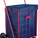 Handy Laundry Shopping Cart Liner, 18" X 15" X 24", Square Bottom, Fits Standard Shopping Cart, Cover and Adjustable Straps for Easy Secure Attachment, Made from Waterproof Material (Navy Blue)