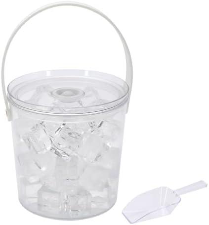 Mowhut Ice Bucket with Airtight Lid, Champagne Bucket with Handle, Plastic Beverage Tub for Parties, Bar Cart Accessories for Wine, Drink, Beer Bottles, Clear