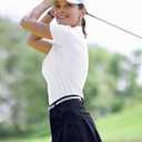 Boladeci Women's Golf Polo Shirts Short Sleeve UPF 50+ Sun Protection 4-Button Tennis Collared Shirts (White, L)