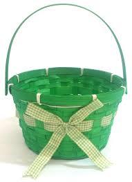 Woven Bamboo Easter Basket with Handle, Round Shape, Purple 1 ct (Green) 2 pack