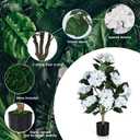 Faux Hydrangea Tree 3ft Set of 2 with White Flowers in Pot | Realistic White Hydrangea Blooms,UV Resistant,Potted Flower Tree with Moss,Low Maintenance,for Indoor Outdoor Porch Decor