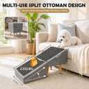 16" H Dog Stairs & Ramp for Small Dogs, 2-in-1 Foldable Wooden Dog Ramp for Low Bed and Couch, Non-Slip Split Ottoman Pet Ramp, Safe for Puppies, Senior, Injured Dogs, Grey