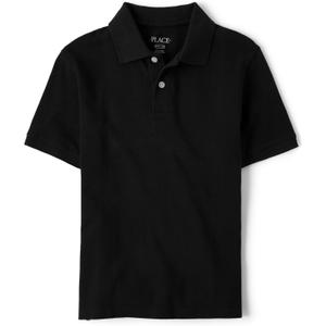 The Children's Place Boys' Uniform Short Sleeve Pique Polo (Medium, Black)