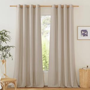 NICETOWN Privacy Light Filtering Linen Curtains & Drapes, Grommet Privacy Added Thick Flax Not See Through Retro Window Treatments for Bedroom/Living Room, Taupe, W55 x L84, 2 Panels