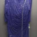 R&M Richards Elegant Knee Length 3/4 Sleeve Asymmetric Neckline Dress W/ & Rhinestone Trim & Slit (18 Plus, Violet)