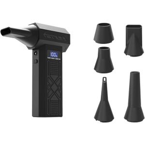 Rechargeable Cordless Electric Air Duster -150000RPM Turbo Jet Blower Gun with Light, Mini Cleaner for PC, Keyboard, Car & Outdoor (A) Black