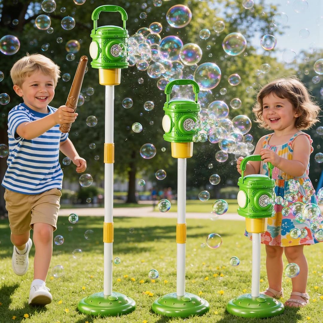 Bubble Machine for Toddlers 3-5, Bubble Blower Maker Lights Music with Remote Control, Standing Bubble Blower for Parties Birthday Wedding Toddlers Kid Summer Outdoor Toys
