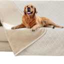 fuguitex Waterproof Dog Blanket Bed Cover Dog Crystal Velvet Moroccan Fuzzy Cozy Plush Pet Blanket Throw Blanket for Couch Sofa(52 * 82 inch, Cream+Beige)