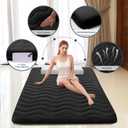 Japanese Floor Mattress, 100% High Density Comfortable Foam, 4" Thicken Foldable Mattress Tatami Mat Sleeping Pad, Ideal for Comfort and Support, Kids Floor Lounger Camping Bed Sofa, Black, Queen