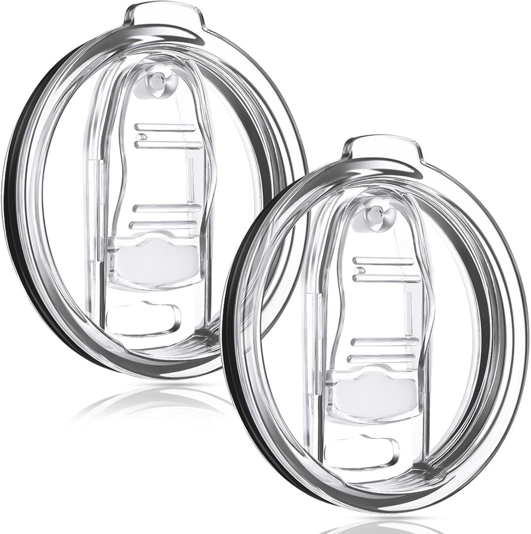 Meanplan 2 Pcs 20 oz Clear Skinny Tumbler Replacement Lids Plastic Splash Resistant Lids Covers Cup Covers Spill Proof Tumbler Lid for 2.87 Inch Mouth Tumblers Cooler Cup