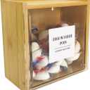 Laundry Pods Container, Acrylic Wall Mounted Organizer with Extra Labels, Candy Dispenser Coffee Pod Holder Dishwasher Pods Case for Home,Kitchen, Office, Bamboo