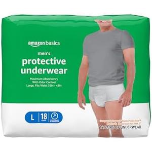 Amazon Basics Incontinence Underwear for Men, Maximum Absorbency, Large, 18 Count (1 Pack)