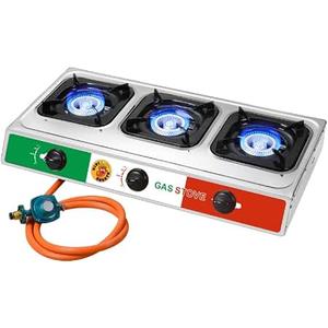 Vivicreate 3 Burner Propane Gas Stove 30000 BTU Stainless Steel Cooktop with Enamel Pan Supports Electronic Ignition for Outdoor Cooking Camping BBQ Estufa de Gas Portátil Fogón de Gas