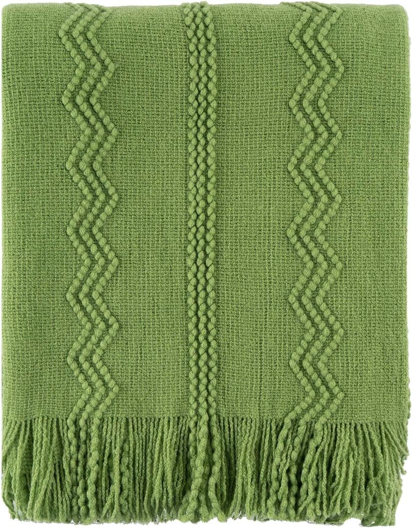 BATTILO HOME Moss Green Throw Blanket for Couch, Spring Decorative Green Blankets for Sofa, Spring Throw Blanket, 50"x60"