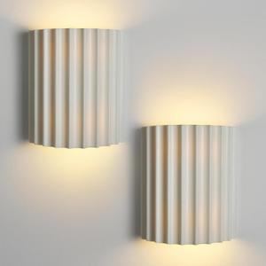 Fetason White Resin Modern LED Wall Sconces Wall Lighting Set of 2, Indoor Hardwired Wall Light Fixtures Up and Down Wall Mount Light Lamp for Living Room Bedroom Bedside Hallway with G9 Bulb
