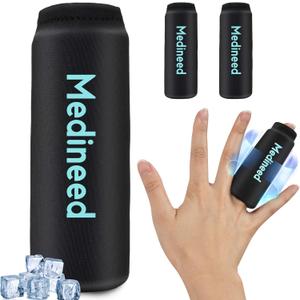 2PCS Finger Sleeves Gel Ice Pack, Lasting Cold Compress Freeze Sleeve, Reusable Finger Brace Ice Packs for Injuries, Arthritis, Tendonitis, Gout, Sprains, Middle Protectors (Black)