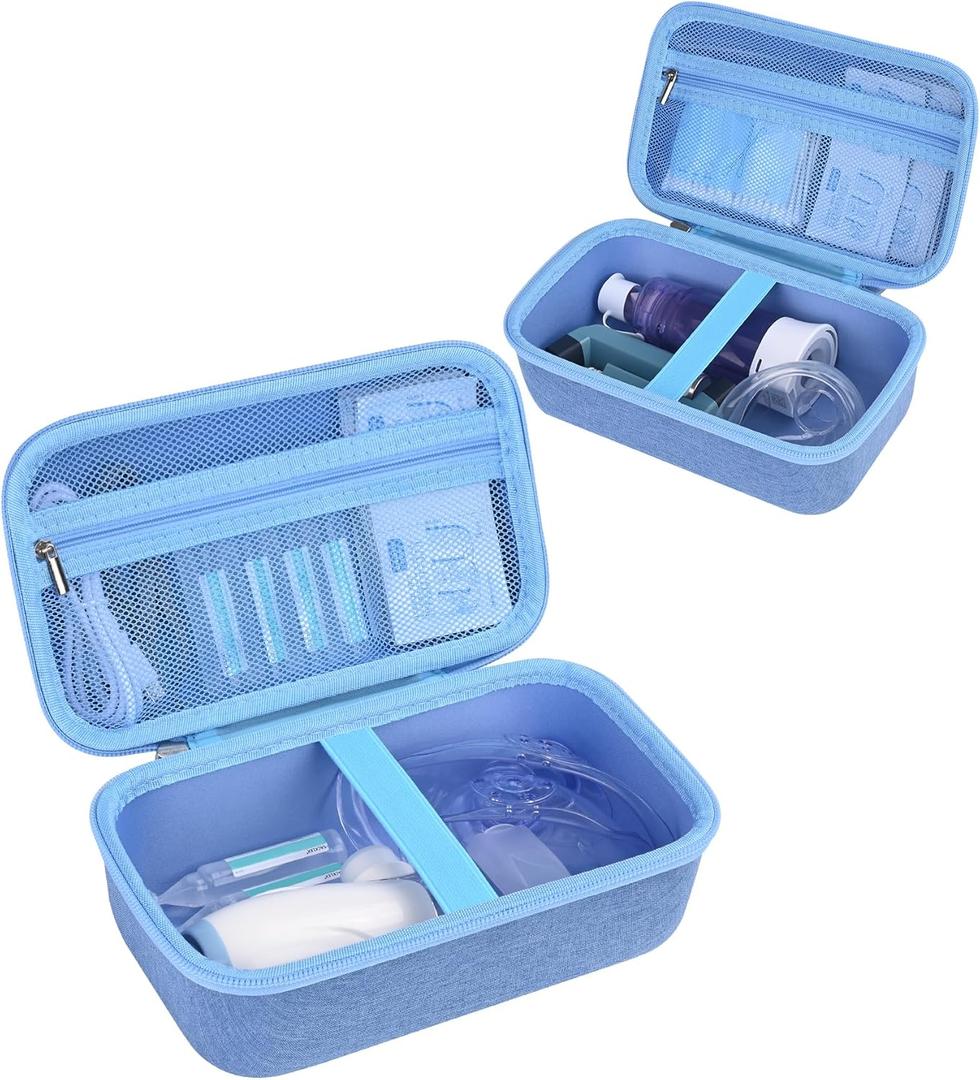Asthma Inhaler Case Portable Nebulizer and Spacer Storage for Kids and Adults - Travel Carrying Case for Masks, Inhaler Holder (Case Only)(Blue)