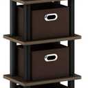 FURINNO Turn-N-Tube 4-Bins System Rack, Columbia Walnut/Black/Dark Brown (7.7"D x 11.3"W x 28.8"H)