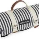 G GOOD GAIN Waterproof Picnic Blanket Portable with Carry Strap for Beach Mat or Family Outdoor Camping Party (Navy Blue)