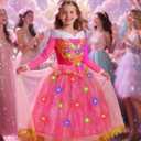 Princess Dress up for Girls Blue Costume for Kids Deluxe Fancy Dresses Halloween Birthday Party Carnival Outfit (Blue)