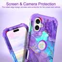 Hocase for iPhone 16 Plus Case 6.7", Heavy Duty Shockproof Protection Soft Silicone Rubber+Hard Plastic Bumpers Hybrid Protective Case for iPhone 16 Plus 2024 - When Purple Meets Blue