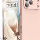 for iPhone 17 Pro Case, Liquid Silicone Cover with Camera Protection Anti-Scratch Soft Microfiber Lining Shockproof Protective Phone Case for iPhone 17 Pro 6.3", Pink Sand