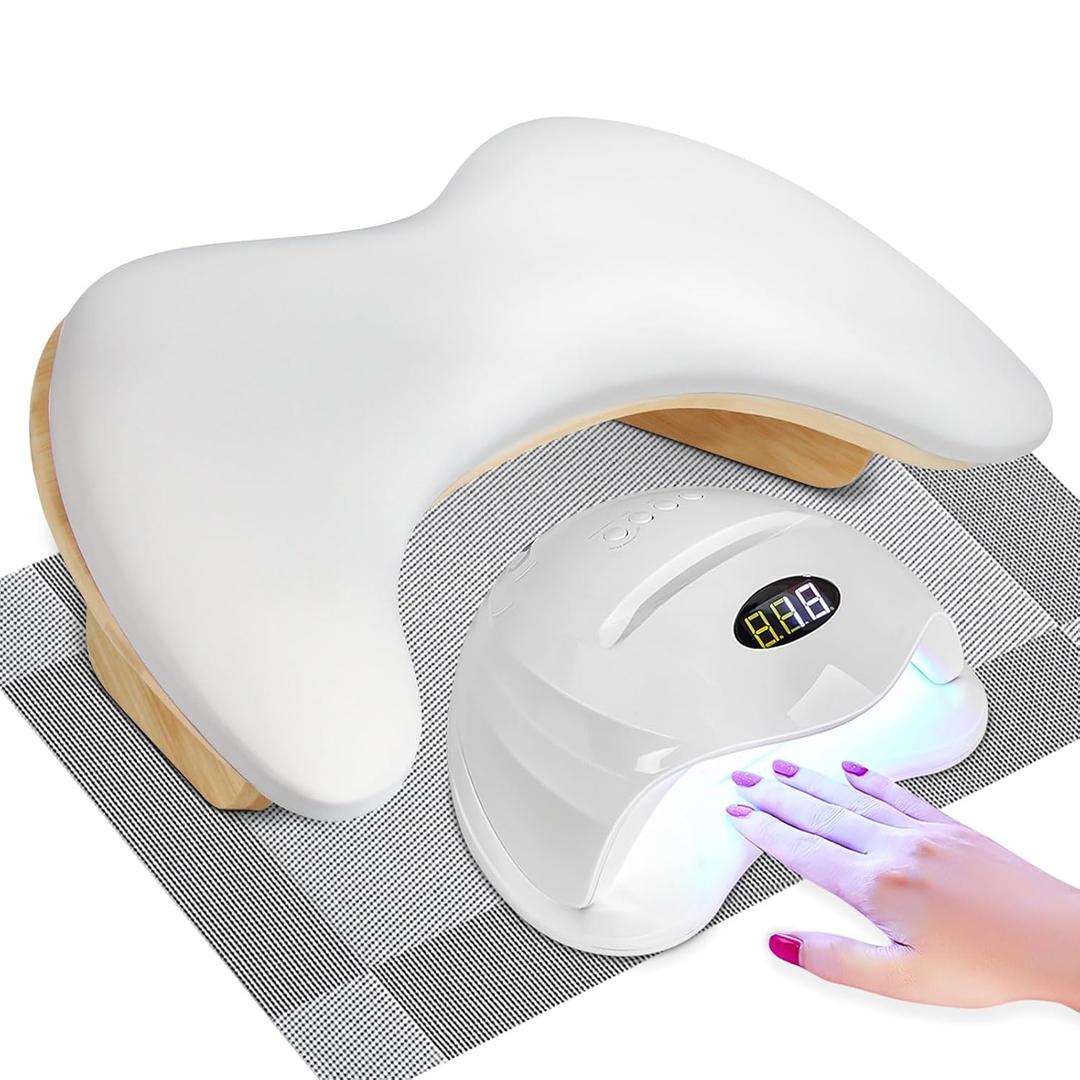 Arm Rest for Nails Tech, Nail Arm Rest Cushion with Nail Table Mat, U Shaped Nail Rest, Hand Rest for Nails Tech, Nail Rest Stand, Manicure Hand Rest with Detachable Brackets, Nail Hand Rest, White