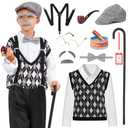 WooWee 100 Days of School Costume for Boys, Old Man Costume for Kids, 100th Day of School Dress Up(Gray, Small(5-7yr))