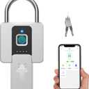 Eseesmart Fingerprint Lock, Waterproof Padlock with Key and Mobile APP, Suitable for Gates, Fences, Gym, Cabinets, Office, Silver