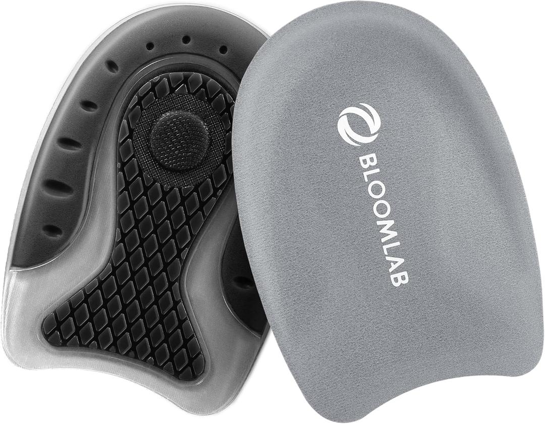 Premium Gel Heel Pads for Shoes, 2 Pack, FSA HSA Eligible, for Plantar Fasciitis, Bone Spurs, Pain Relief Protectors of Sore or Bruised Feet, Foot Relief Support Comfort Cushion Insoles for Women/Men (Size M (Women's 4.5-9.5 | Men's 6-8.5), 1 Pair Midnight Black)