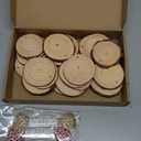 50Pcs Wood Slices 2.4"-2.8" Unfinished Wood Rounds with Pre-drilled Hole and 66Feet Twine String, Natural Wood for Crafts for Home Decor Painting DIY Christmas Ornaments Party Wedding Decor