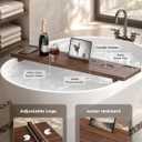 Acacia Wood Bathtub Caddy Tray 34.6" Adjustable Bath Tray for Tub | Bathtub Tray With Non-Slip Grip, Water-Resistant Wood & Stable Expandable Design Keeps Bath Essentials Secure & Within Reach