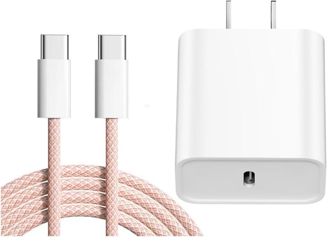 iPhone 16 15 Charger Fast Charging Type C 20W USB-C Block iPad Charger with Woven 6FT USB-C Cable Data Sync 60W for iPhone 16/16 Plus/16 Pro/16 Pro Max/iPhone 15/15 Pro Max/iPad mini/AirPods