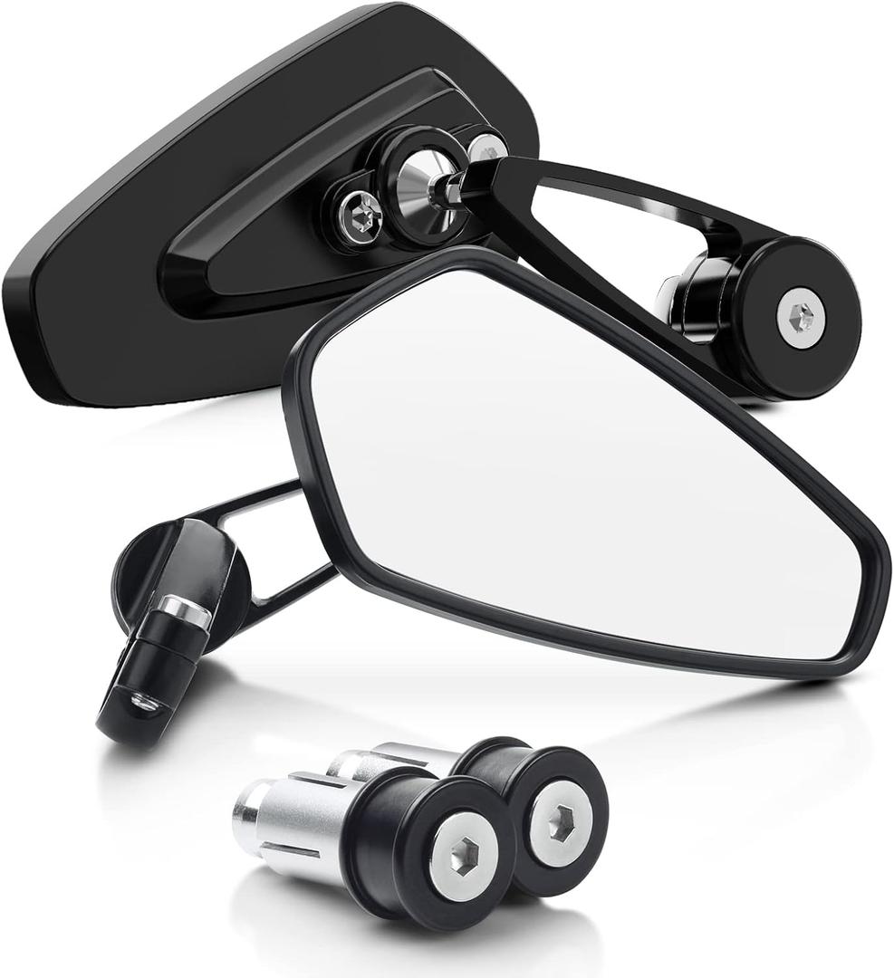 BUMBEE Motorcycle Bar End Mirrors - Rear View Black Mirror Compatible with Most Honda MSX125 CB500F Z125 pro-Z650 Z750 Z800 Z900 MT-03 FZ-07 MT-09 FZ-09 MT-10 FZ-10 MT-25 FZ6 FZ8 FZ6R0