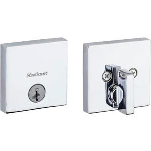 Kwikset Downtown Deadbolt Lock, Polished Chrome Square Exterior Keyed Front Entry Door, Pick Resistant SmartKey Rekey Security, Single Cylinder Dead Bolt (0.5" x 2.63" x 2.63")